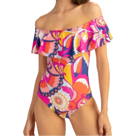 Trina Turk Other - Trina Turk Sevilla One Piece Off Shoulder Ruffle